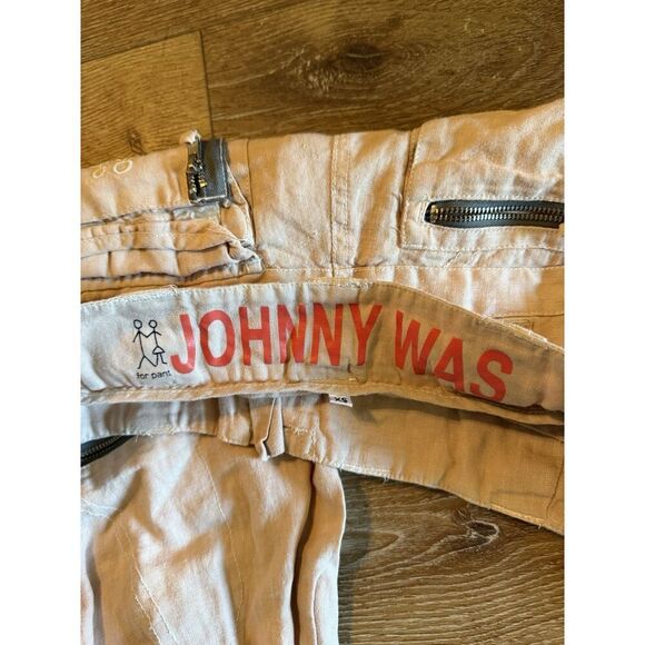 Johnny Was Unisex Brown Linen Cargo Pants Size XS x 30 - Picture 3 of 5